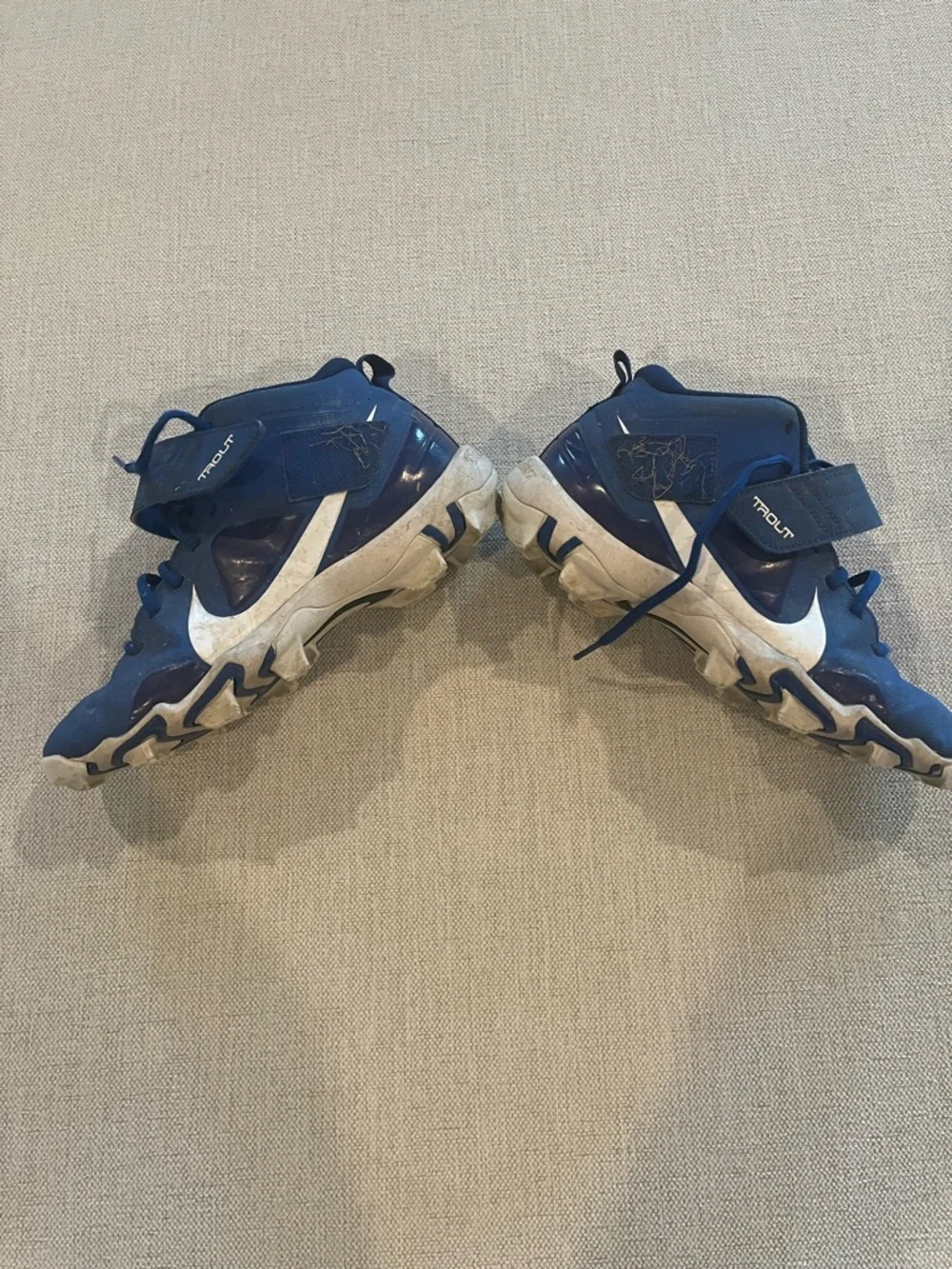 Nike Kids Blue and White High-Top football cleats